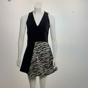 Fausto Puglisi v neck mini dress with zebra panel skirt